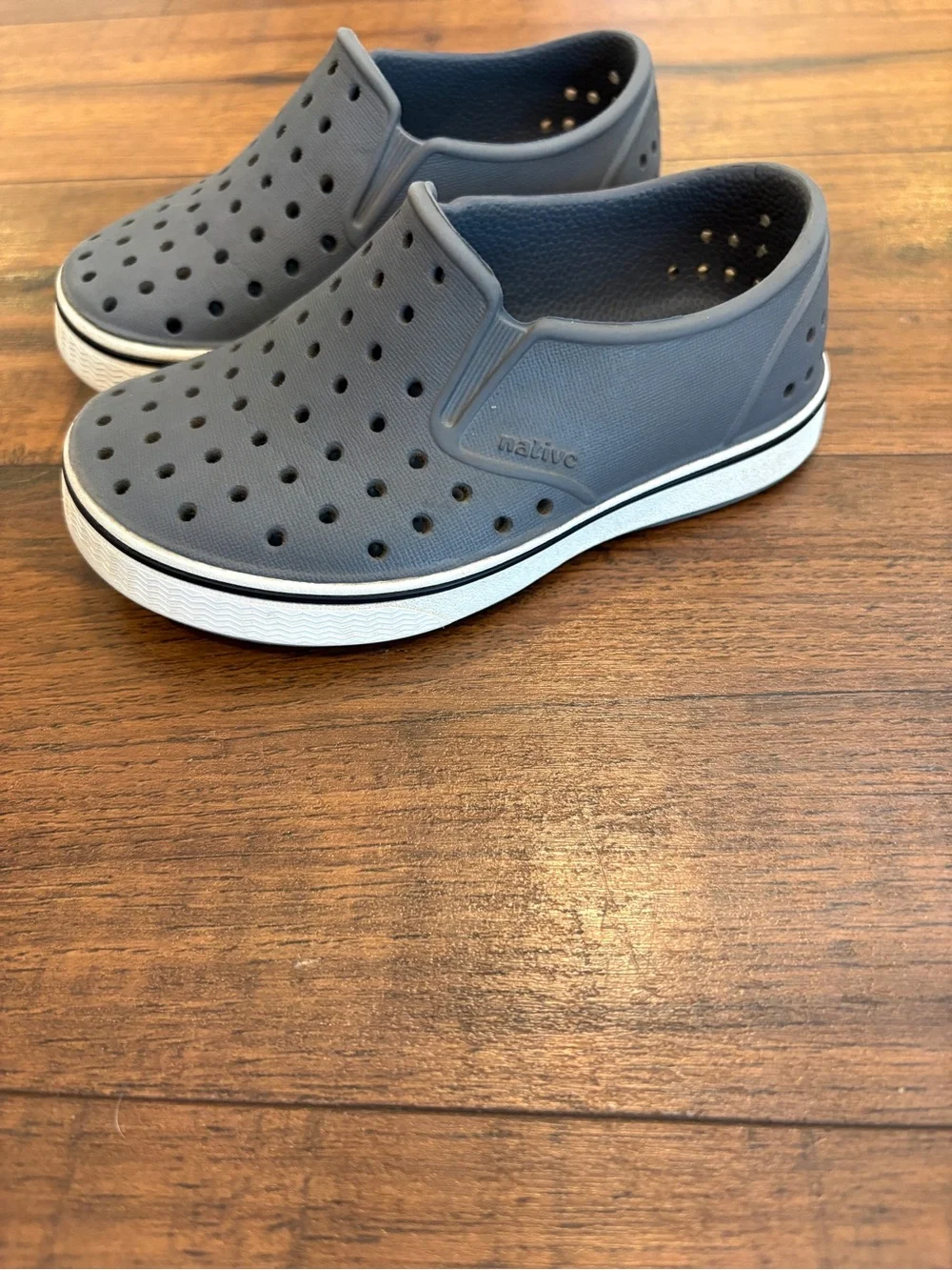 Native Shoes Miles Toddler Size 8 Dublin Grey White Slip On Water Sneakers EUC